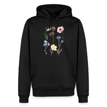 Plantes Fleurs Floraison - Sweat à capuche Premium bio Homme - noir - Devant - Nico (187cm)