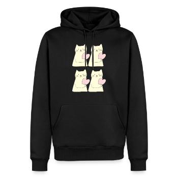 katze 4fach herz - Männer Premium Bio Hoodie - Schwarz - Vorne - Nico (187cm)