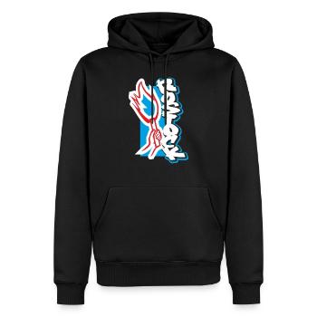 Rostock Pyro - Männer Premium Bio Hoodie - Schwarz - Vorne - Nico (187cm)