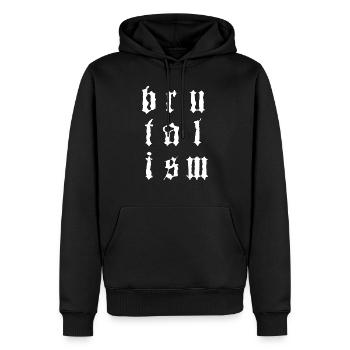 Brutalism architecture funny typographic design - Men’s Premium Organic Hoodie - black - Front - Nico (187cm)