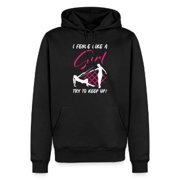 Fille d’escrime - Sweat à capuche Premium bio Homme - noir - Devant - Nico (187cm)