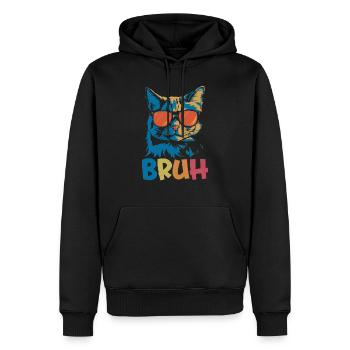 Bruh Cat - Sweat à capuche Premium bio Homme - noir - Devant - Nico (187cm)