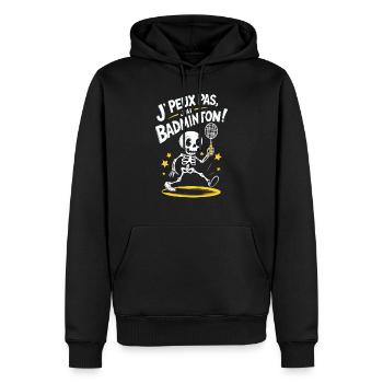 J' peux pas j'ai badminton - Sweat à capuche Premium bio Homme - noir - Devant - Nico (187cm)