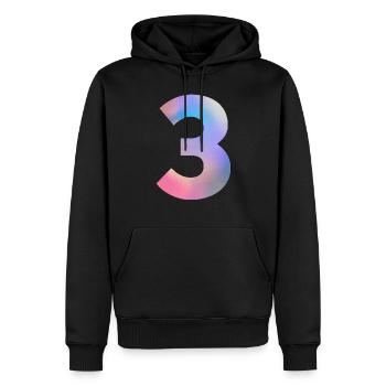 Numéro 3 coloré - Sweat à capuche Premium bio Homme - noir - Devant - Nico (187cm)