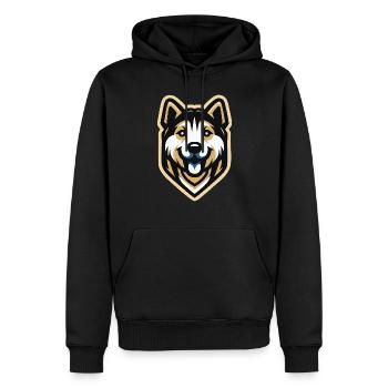 Husky, un ami fidèle - Sweat à capuche Premium bio Homme - noir - Devant - Nico (187cm)