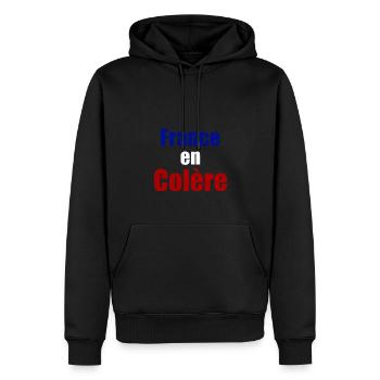 France en colère - Sweat à capuche Premium bio Homme - noir - Devant - Nico (187cm)