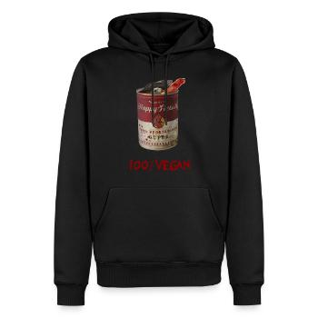 Veganer Grusel mit Happy Fleisch - 100% Vegan - Männer Premium Bio Hoodie - Schwarz - Vorne - Nico (187cm)