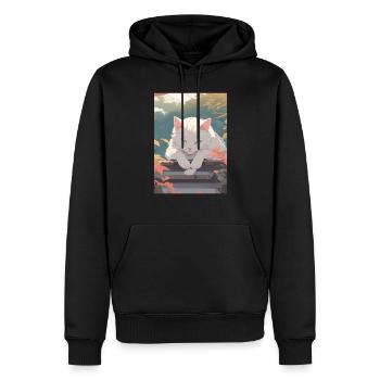 Peaceful Cat, 90s Anime Style - Men’s Premium Organic Hoodie - black - Front - Nico (187cm)