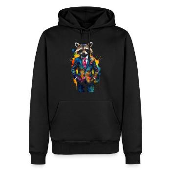 Costume de raton laveur Imprimé de conception animale colorée - Sweat à capuche Premium bio Homme - noir - Devant - Nico (187cm)