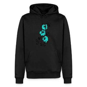 Vrilles de fleur d’azur - Sweat à capuche Premium bio Homme - noir - Devant - Nico (187cm)