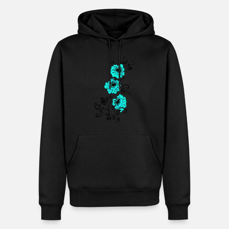 Vrilles de fleur d’azur - Sweat à capuche Premium bio Homme - noir
