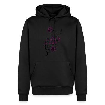 Floral Schwarz Magenta Spirale - Männer Premium Bio Hoodie - Schwarz - Vorne - Nico (187cm)