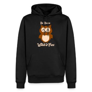 Eule braun Kauz - Männer Premium Bio Hoodie - Schwarz - Vorne - Nico (187cm)