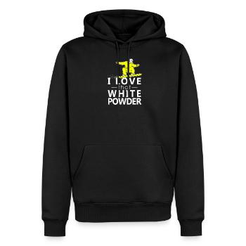 I love that white powder, Snowboard Ski Hiver - Sweat à capuche Premium bio Homme - noir - Devant - Nico (187cm)