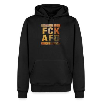 FCK AFD au look rouillé vintage, motif, Fuck AFD - Sweat à capuche Premium bio Homme - noir - Devant - Nico (187cm)