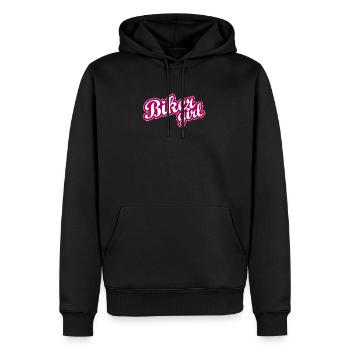 Biker Girl lettering - Men’s Premium Organic Hoodie - black - Front - Nico (187cm)