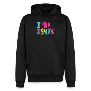 90's - Männer Premium Bio Hoodie - Schwarz - Vorne - Nico (187cm)