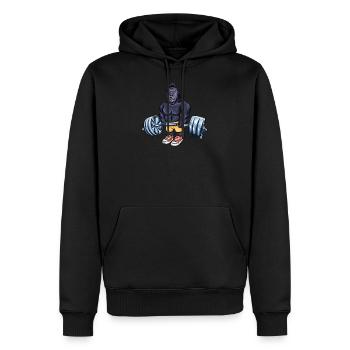 cooler Gorilla Training Geschenk Gewichte heben - Männer Premium Bio Hoodie - Schwarz - Vorne - Nico (187cm)