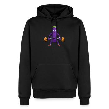 Aubergine Gemüse Gesund Geschenk Gewichte heben - Männer Premium Bio Hoodie - Schwarz - Vorne - Nico (187cm)