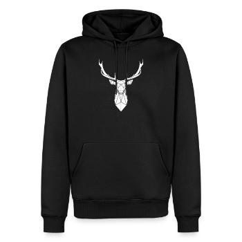 Cerf geometrie - Sweat à capuche Premium bio Homme - noir - Devant - Nico (187cm)