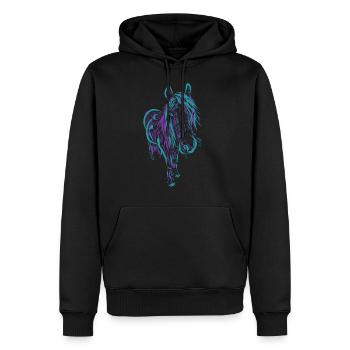 Cheval - Sweat à capuche Premium bio Homme - noir - Devant - Nico (187cm)