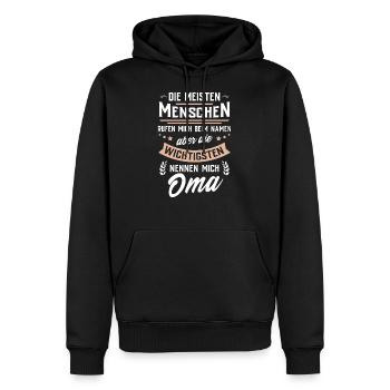 Die wichtigsten Menschen nennen mich Oma - Männer Premium Bio Hoodie - Schwarz - Vorne - Nico (187cm)