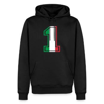 Italie Italie numéro 1 - Sweat à capuche Premium bio Homme - noir - Devant - Nico (187cm)