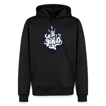 Urbano Graffitischrift - Sweat à capuche Premium bio Homme - noir - Devant - Nico (187cm)
