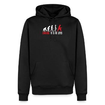 Les pompiers sauvent des vies - Sweat à capuche Premium bio Homme - noir - Devant - Nico (187cm)