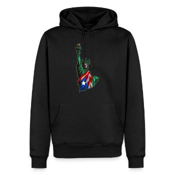 Proud To Be Puerto Rican American - Statue Of - Sweat à capuche Premium bio Homme - noir - Devant - Nico (187cm)