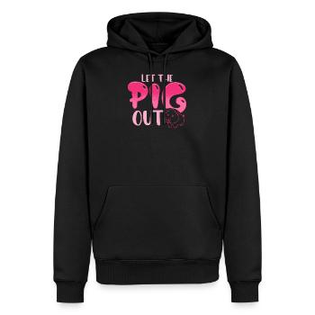 Laissez sortir le cochon. - Sweat à capuche Premium bio Homme - noir - Devant - Nico (187cm)