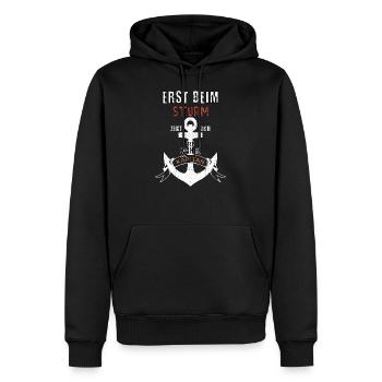 Segel Spruch Design wahre Kapitän Motiv retro - Männer Premium Bio Hoodie - Schwarz - Vorne - Nico (187cm)