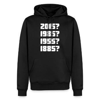 Fluxkompensator Voyage dans le temps Machine dans le temps Delorean - Sweat à capuche Premium bio Homme - noir - Devant - Nico (187cm)