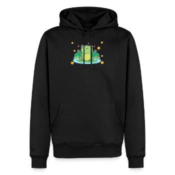 Frosch - Männer Premium Bio Hoodie - Schwarz - Vorne - Nico (187cm)