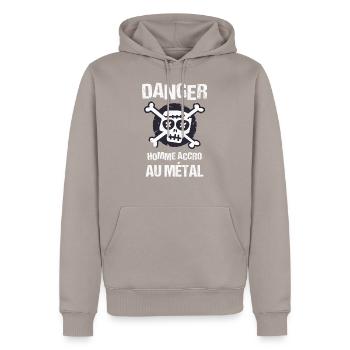 Métalleux cadeau drôle musique métal - Sweat à capuche Premium bio Homme - taupe - Devant - Nico (187cm)