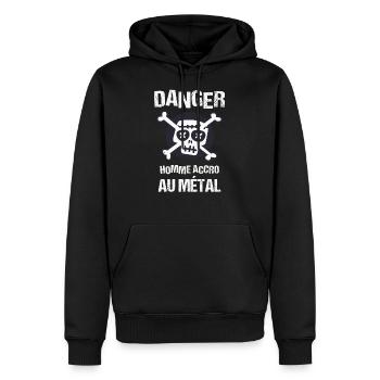 Métalleux cadeau drôle musique métal - Sweat à capuche Premium bio Homme - noir - Devant - Nico (187cm)