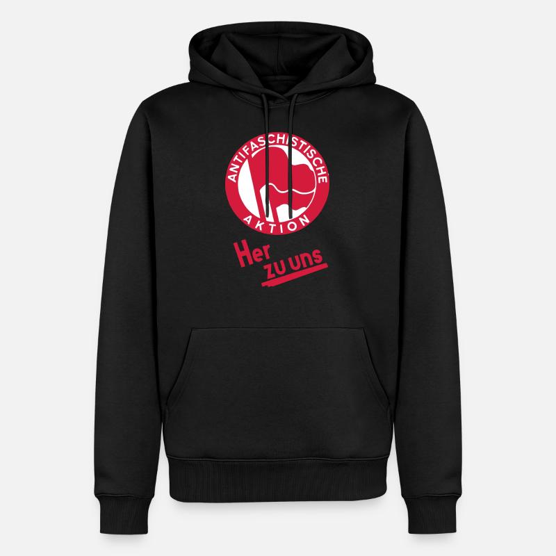Action antifasciste - Approchez-nous ! Antifa Logo - Sweat à capuche Premium bio Homme - noir