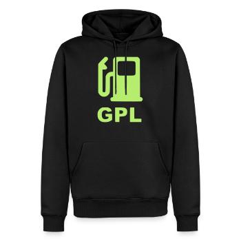 GPL links grün - Männer Premium Bio Hoodie - Schwarz - Vorne - Nico (187cm)