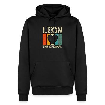 Leon - Men’s Premium Organic Hoodie - black - Front - Nico (187cm)