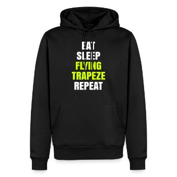Eat Sleep Flying Trapeze Repeat Akrobat Gymnastik - Männer Premium Bio Hoodie - Schwarz - Vorne - Nico (187cm)
