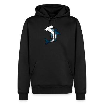 Requin-marteau géométrique - Sweat à capuche Premium bio Homme - noir - Devant - Nico (187cm)