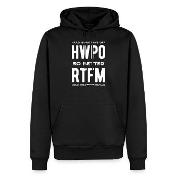 rtfm, harte Arbeit zahlt sich aus - Männer Premium Bio Hoodie - Schwarz - Vorne - Nico (187cm)