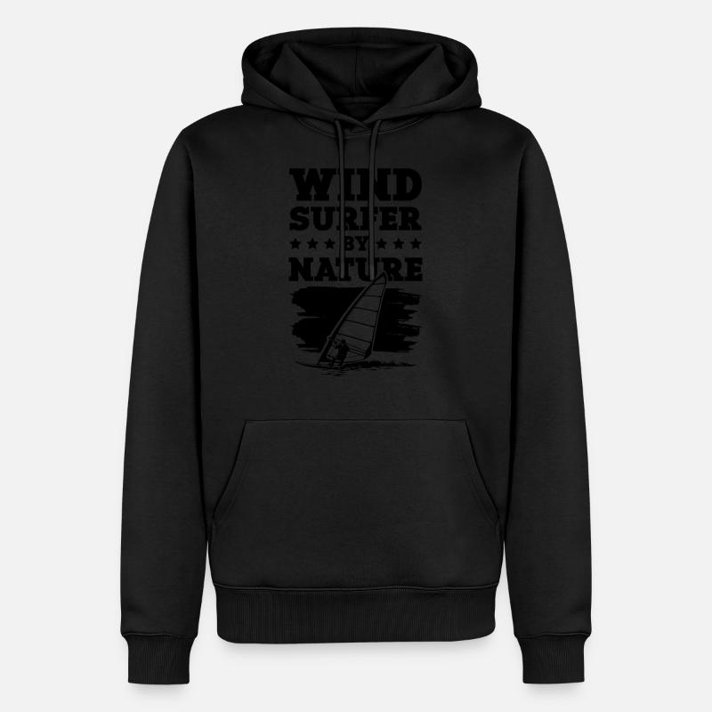 windsurfer windsurfing cooler spruch - Sweat à capuche Premium bio Homme - noir