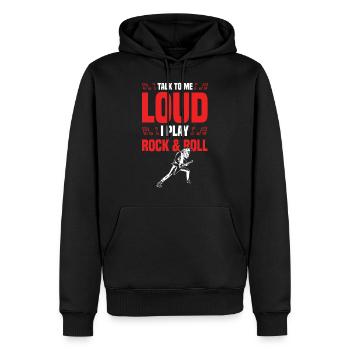 rock n roll laut - Männer Premium Bio Hoodie - Schwarz - Vorne - Nico (187cm)