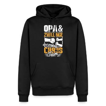 Opa Zwillinge das perfekte Team - Männer Premium Bio Hoodie - Schwarz - Vorne - Nico (187cm)