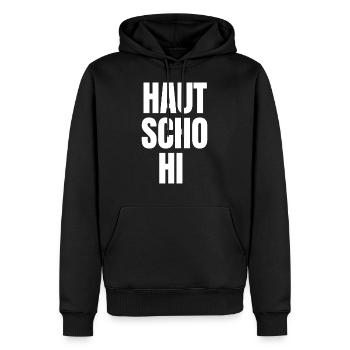 Österreich / Bayern Dialekt Sprüche / Mundart AUT - Männer Premium Bio Hoodie - Schwarz - Vorne - Nico (187cm)