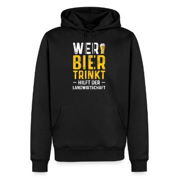 Wer Bier trinkt hilft der Landwirtschaft - Männer Premium Bio Hoodie - Schwarz - Vorne - Nico (187cm)