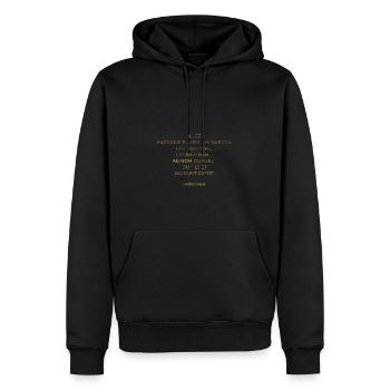 MATTHIEU 28 : 19 - VERSET DE LA BIBLE - Couleur or - Sweat à capuche Premium bio Homme - noir - Devant - Nico (187cm)