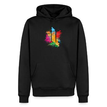 Farbpulver Explosion aus buntem Farbpulver - Männer Premium Bio Hoodie - Schwarz - Vorne - Nico (187cm)