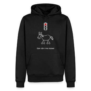über färt rote Ampel, Autofahrer, Raser, Pferd - Männer Premium Bio Hoodie - Schwarz - Vorne - Nico (187cm)